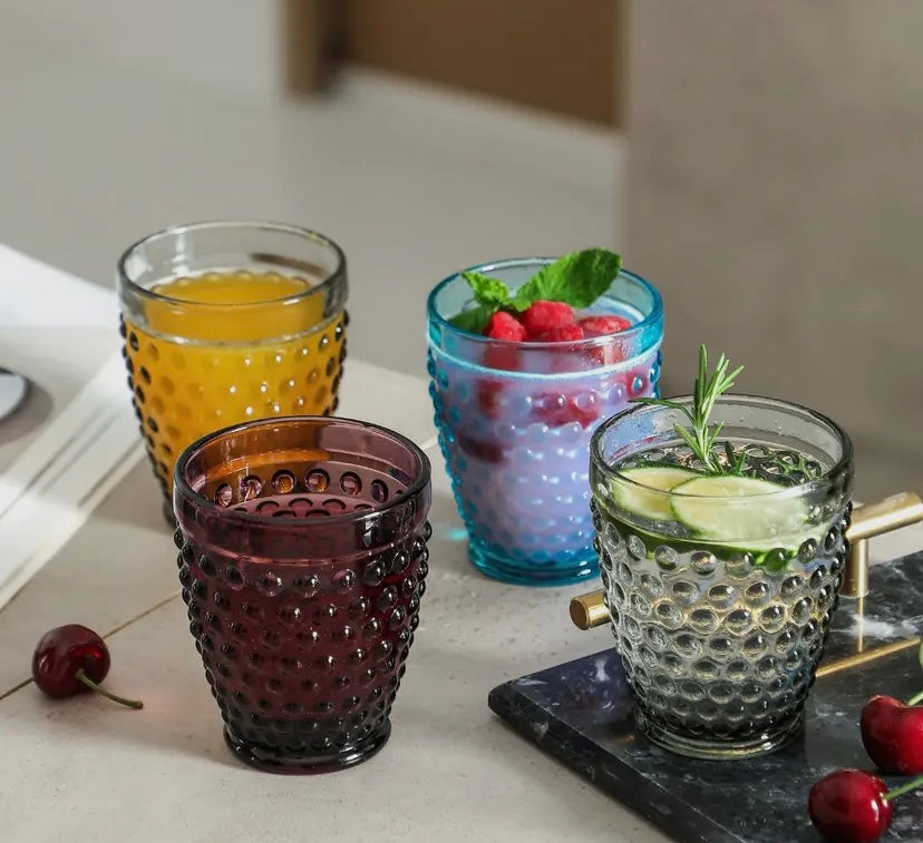 Handcrafted Colored Hob Nail Glasses