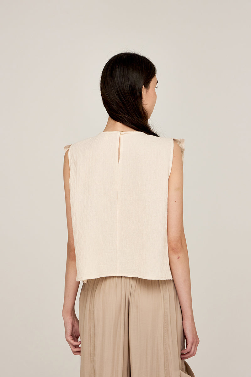 Natural Top with Crochet Accent