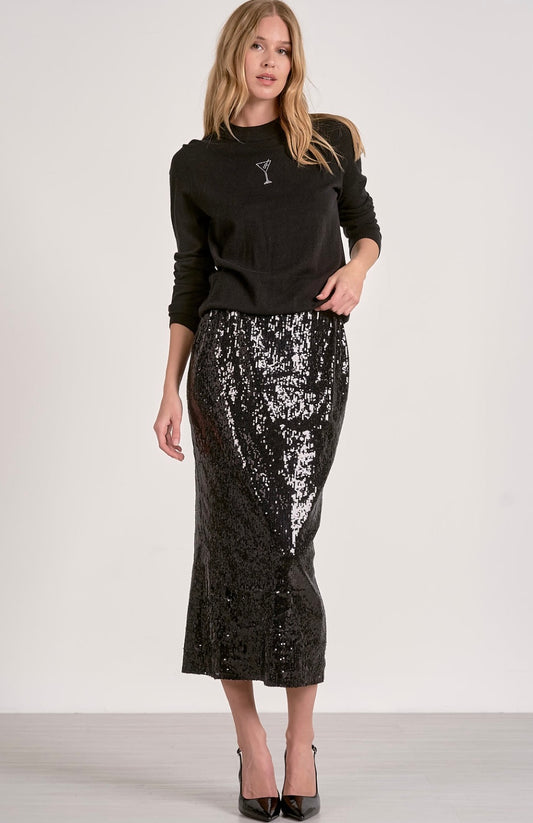 Black Sequin Maxi Skirt