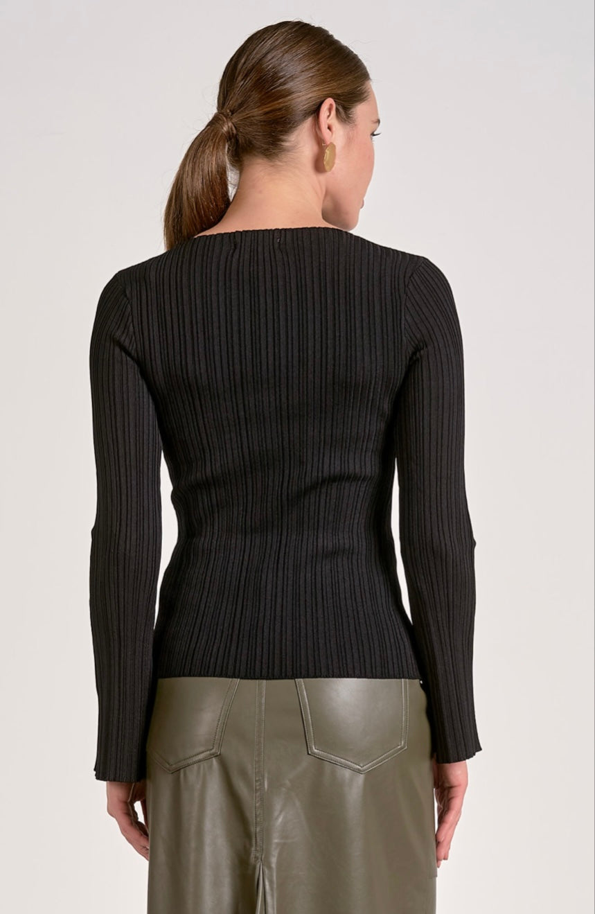 Black Plisse Top