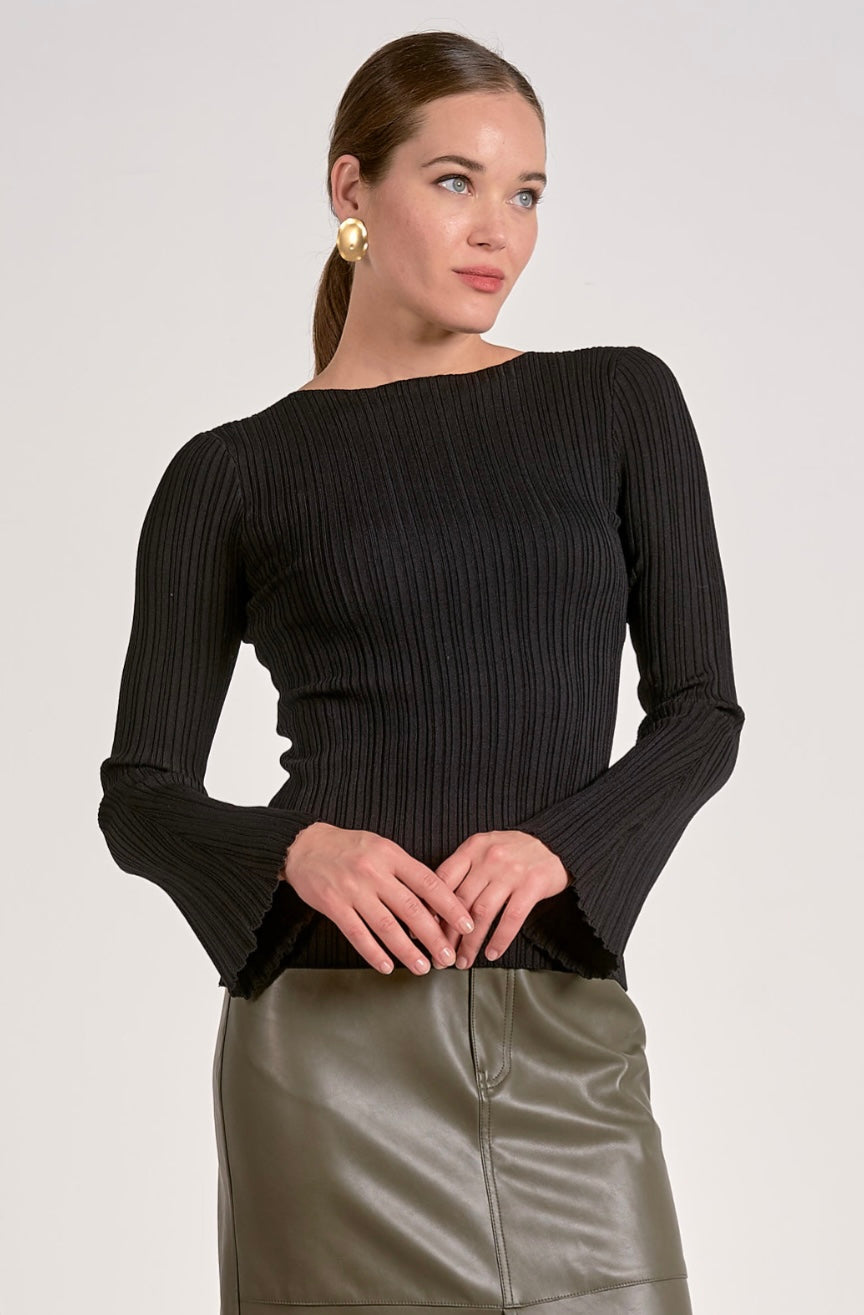 Black Plisse Top