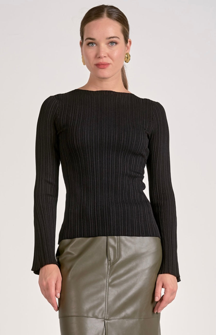Black Plisse Top