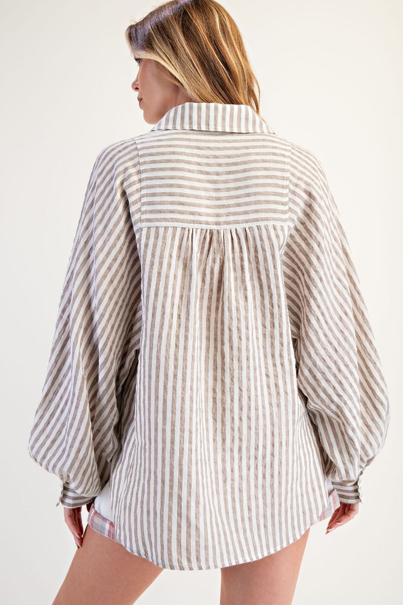 Mushroom Striped Boyfriend Shirt