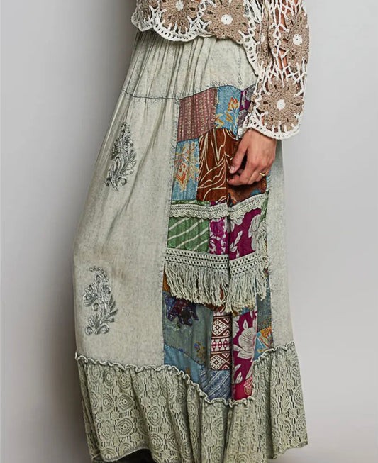 Sage Vintage Wash Maxi Skirt