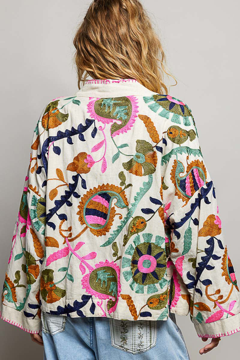 Embroidered Kimono Jacket