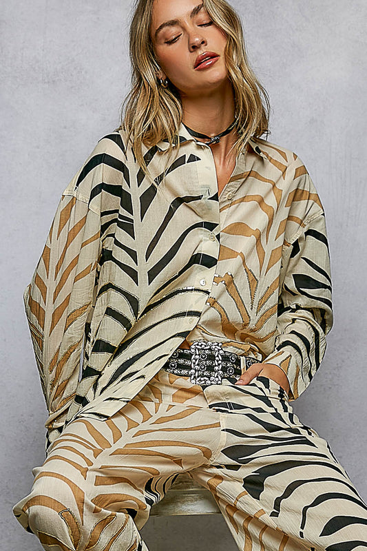 Zebra Print Shirt with Sequin Detail