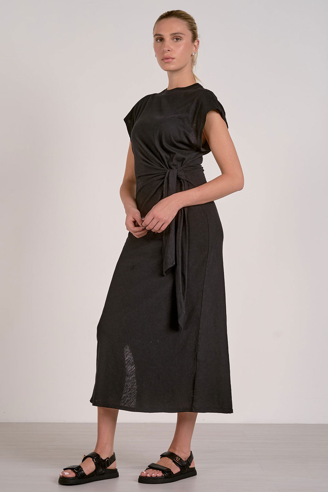 Midi Dress with Side Tie