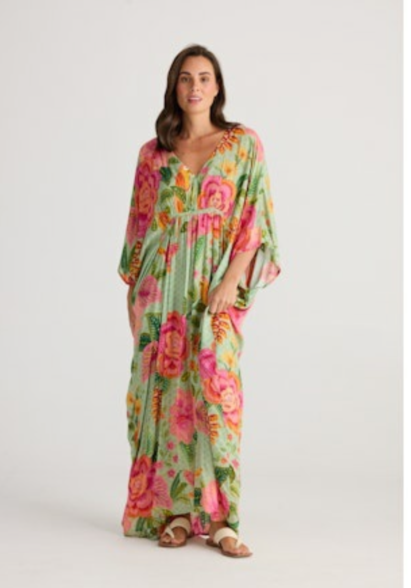 Tropical Print Kaftan Dress
