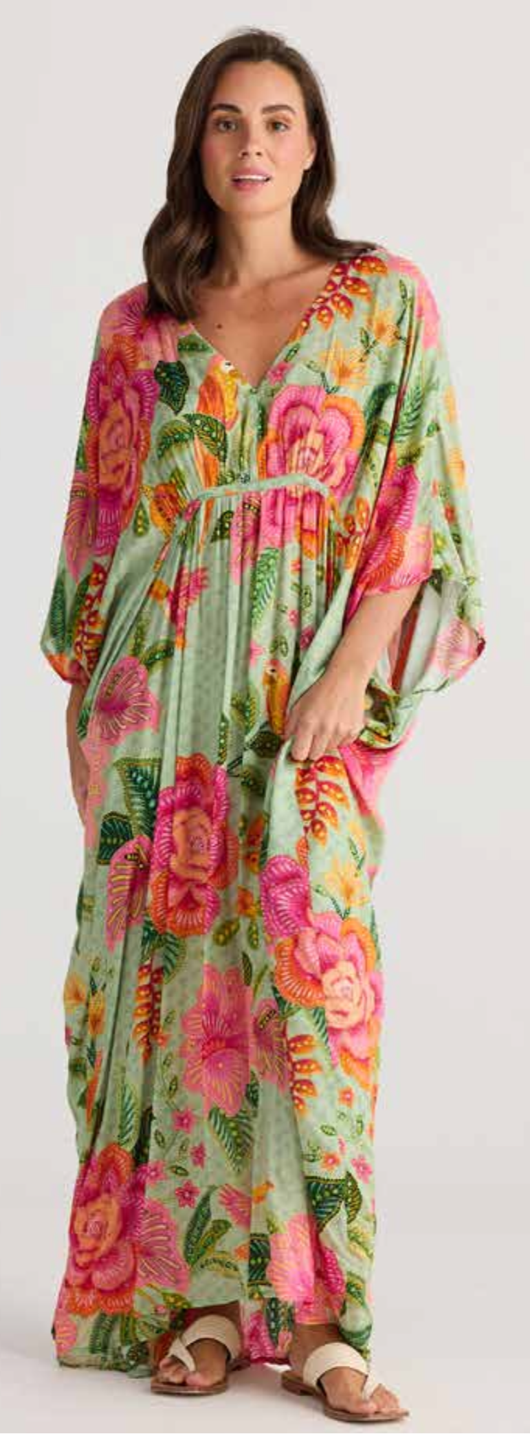 Tropical Print Kaftan Dress