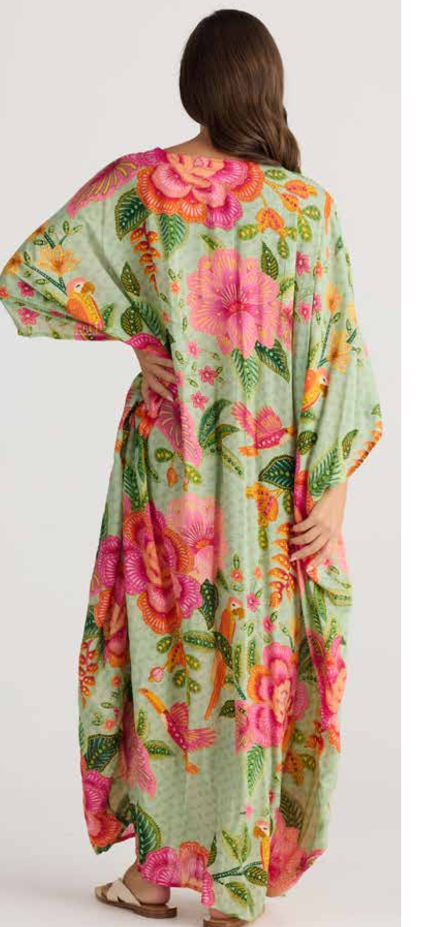 Tropical Print Kaftan Dress