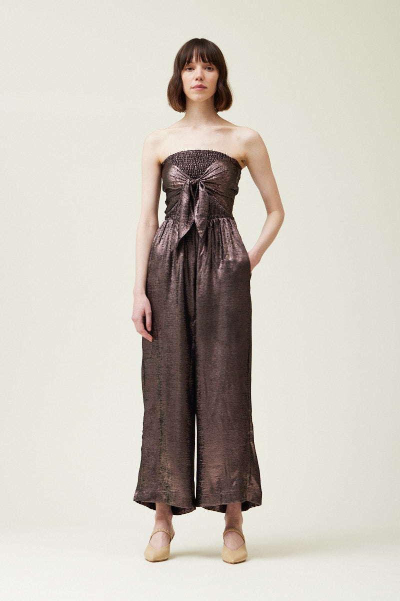 Tie Front Espresso Jumpsuit