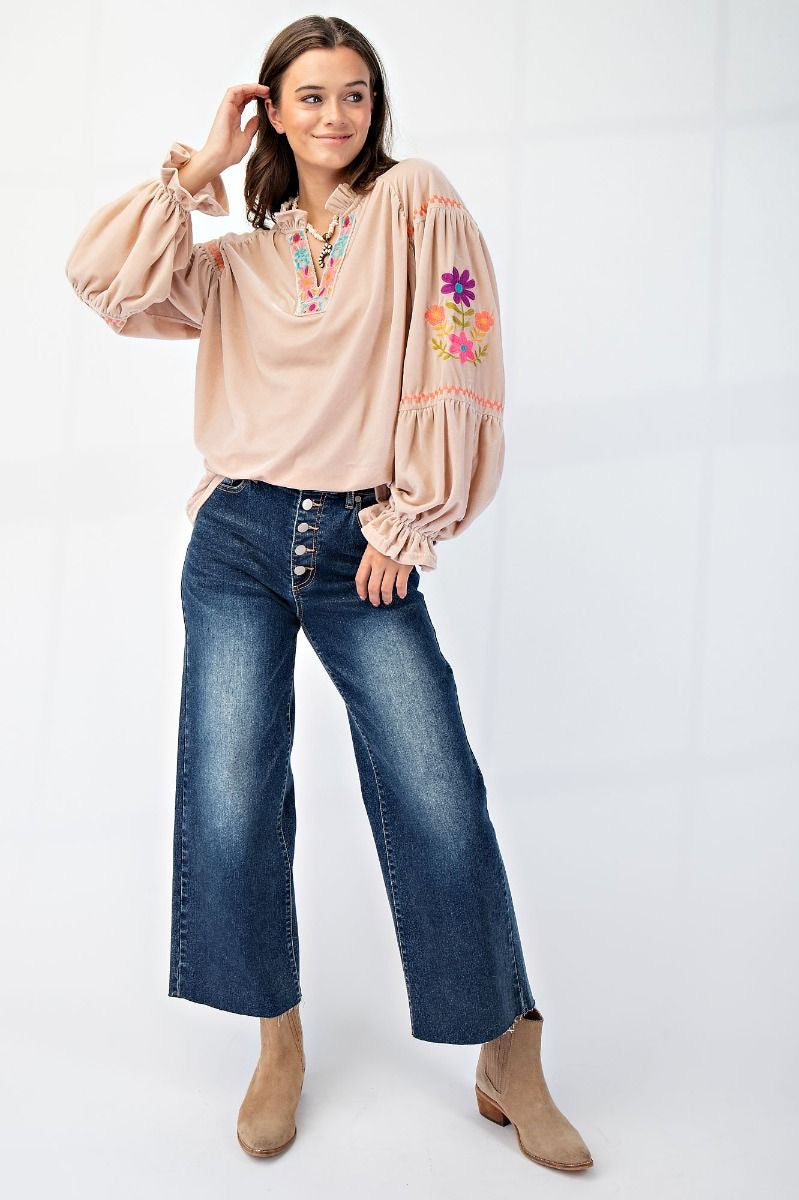 Embroidered Velvet Shirt