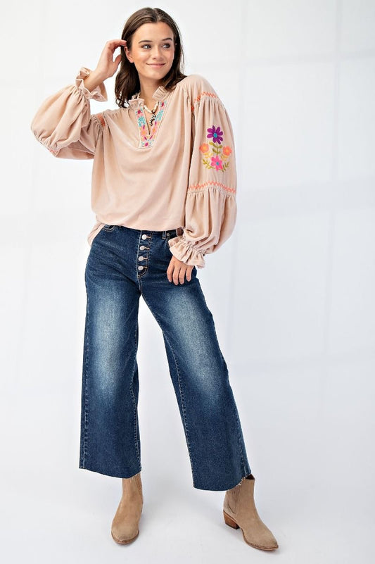 Embroidered Velvet Shirt