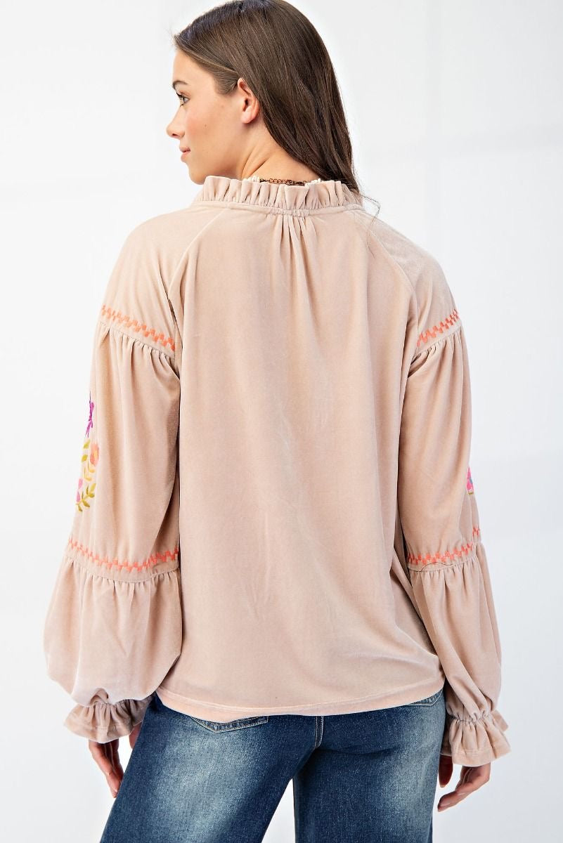 Embroidered Velvet Shirt