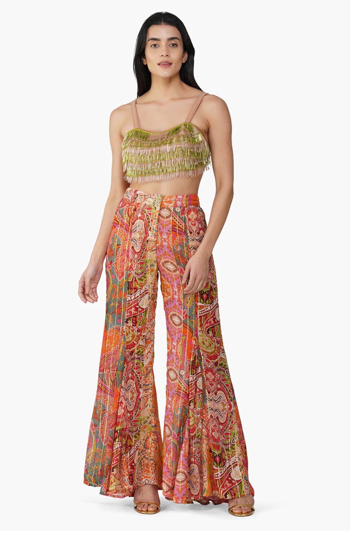 Multi Print Paisley Flared Pant