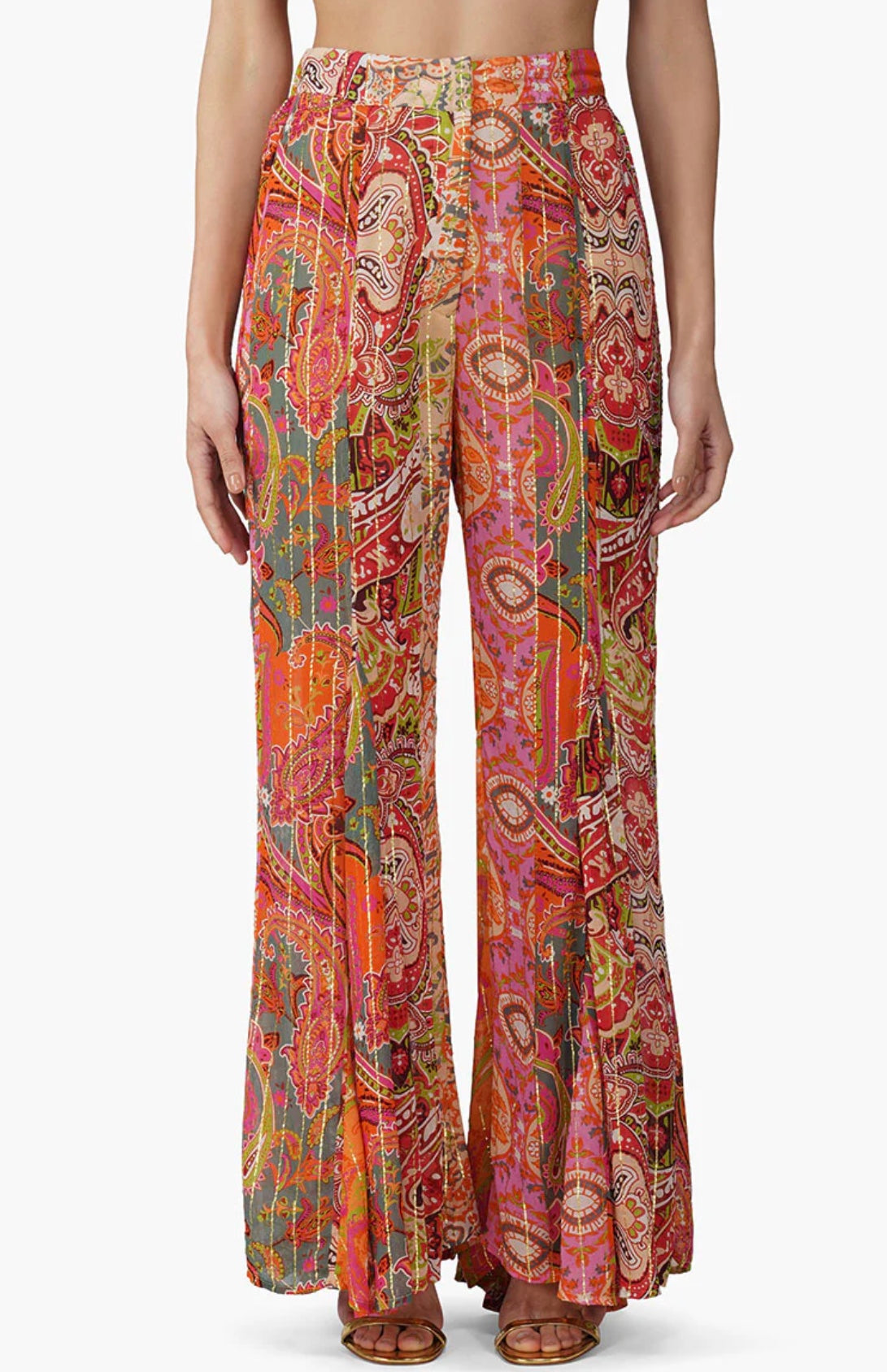 Multi Print Paisley Flared Pant