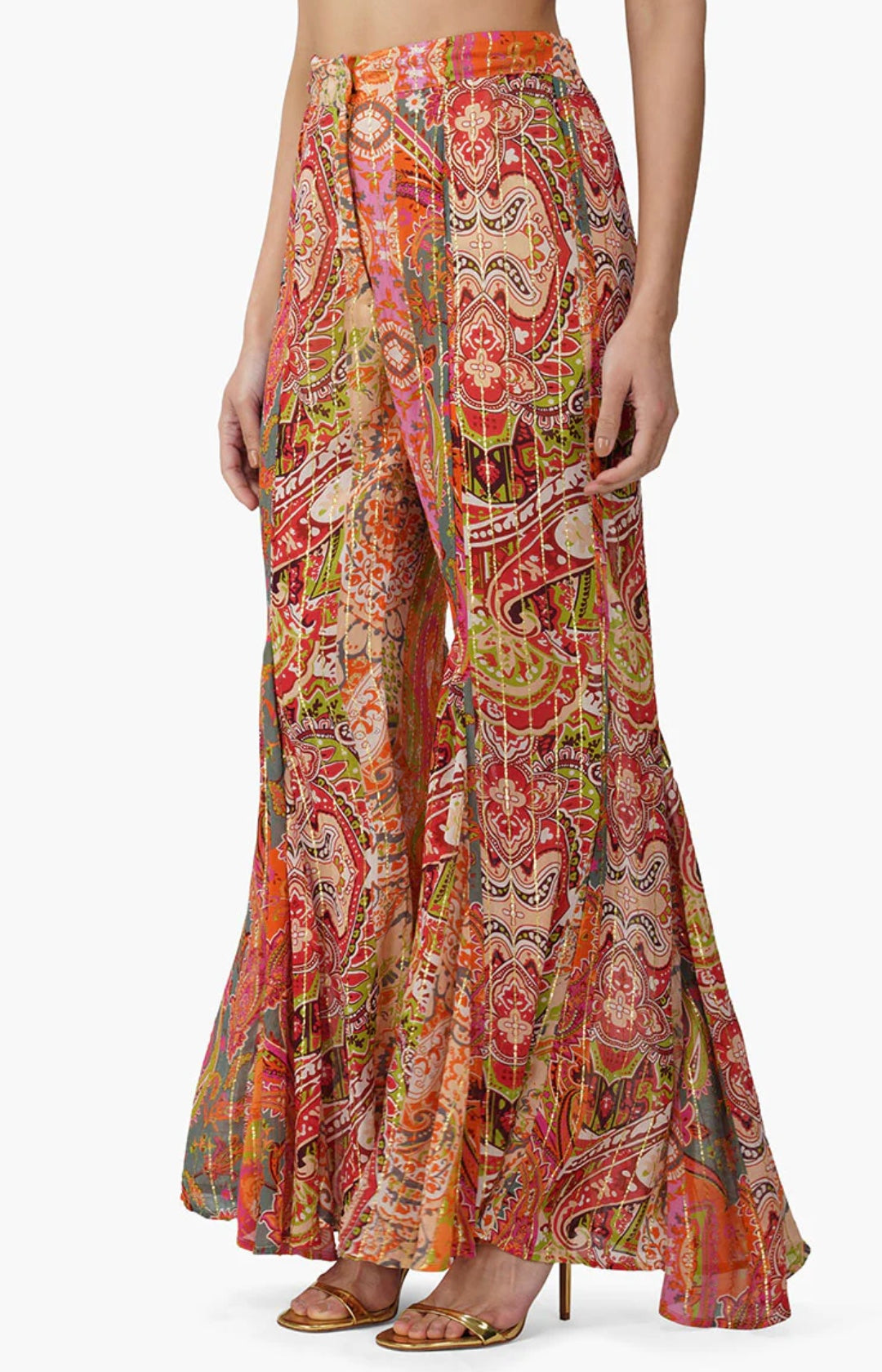 Multi Print Paisley Flared Pant