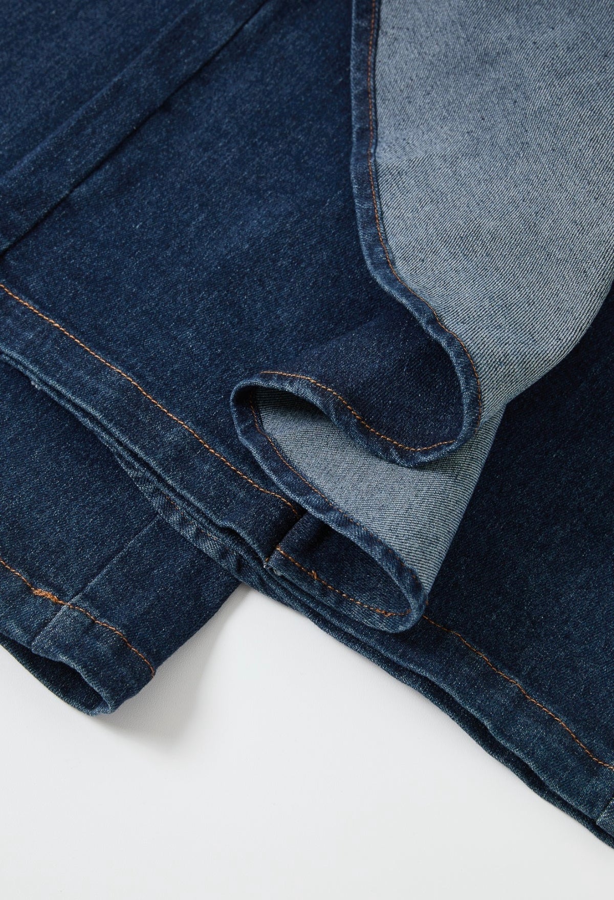 Wide Leg Dark Blue Ruffle Jeans