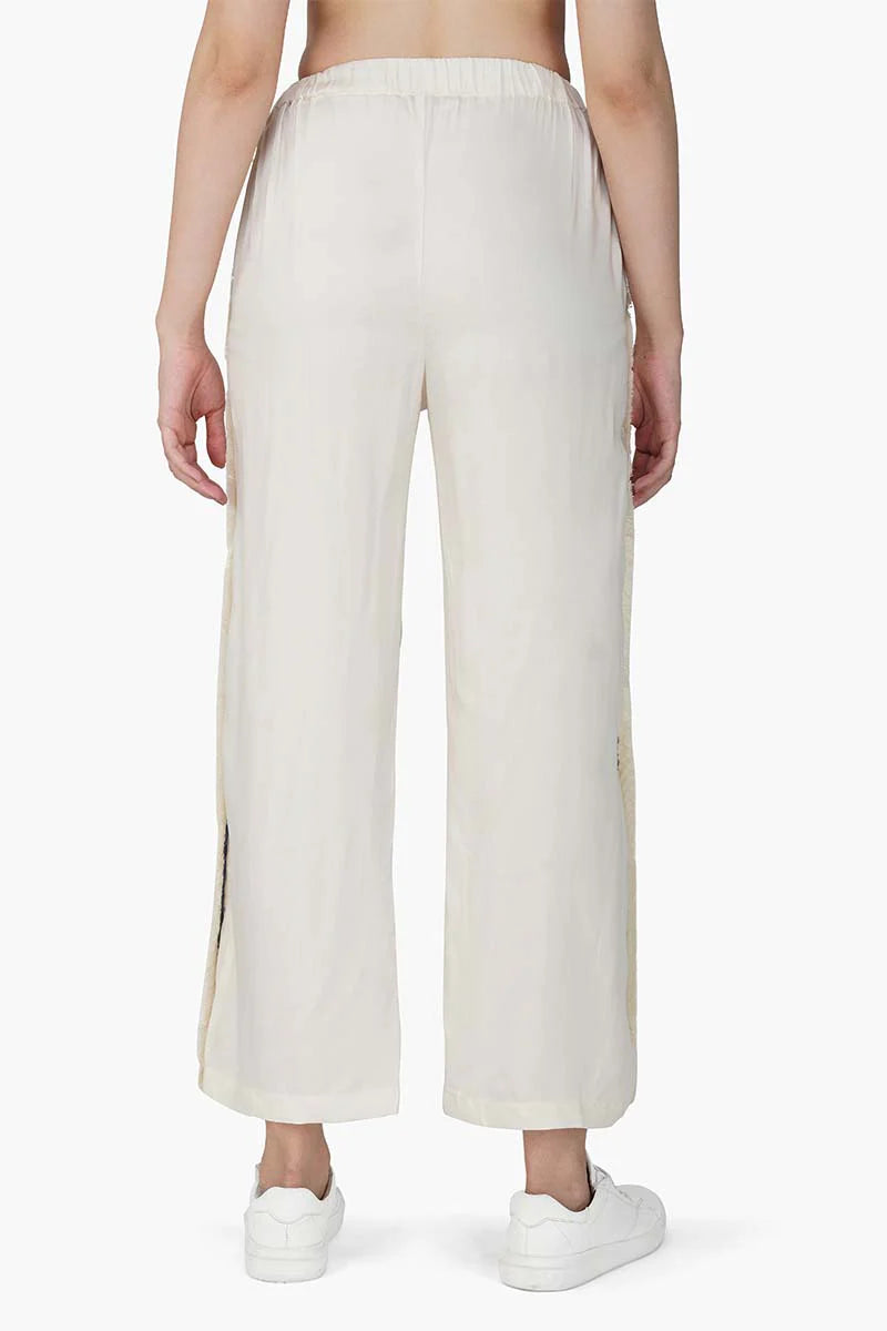 Off White Pants With Palm Embroidery