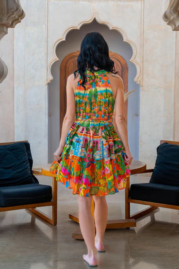 Short Tropical Print Sundress
