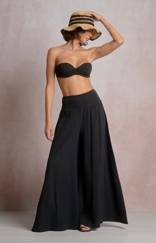 Black Wide Leg Gauze Pants