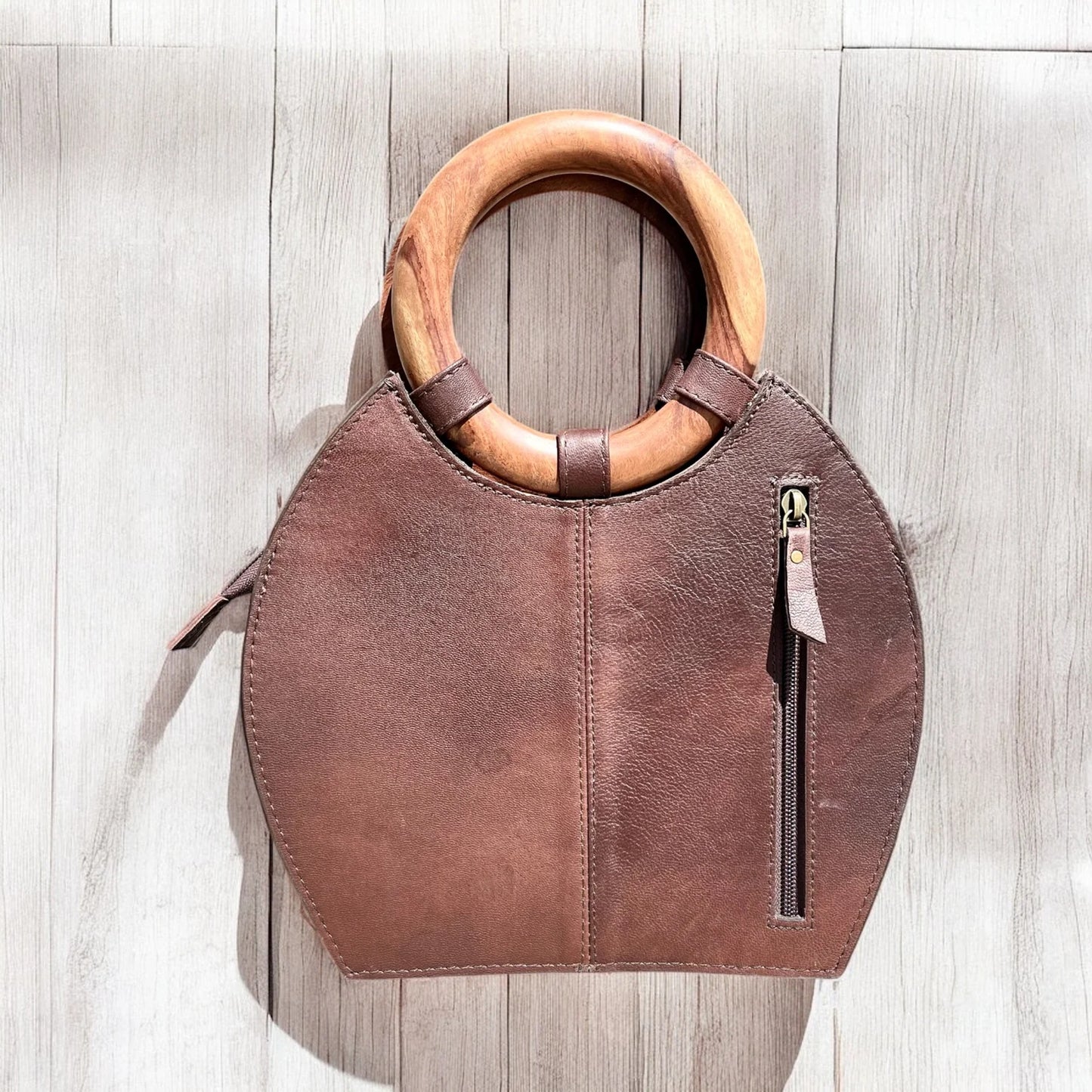 Round Hand Tooled Leather Bag