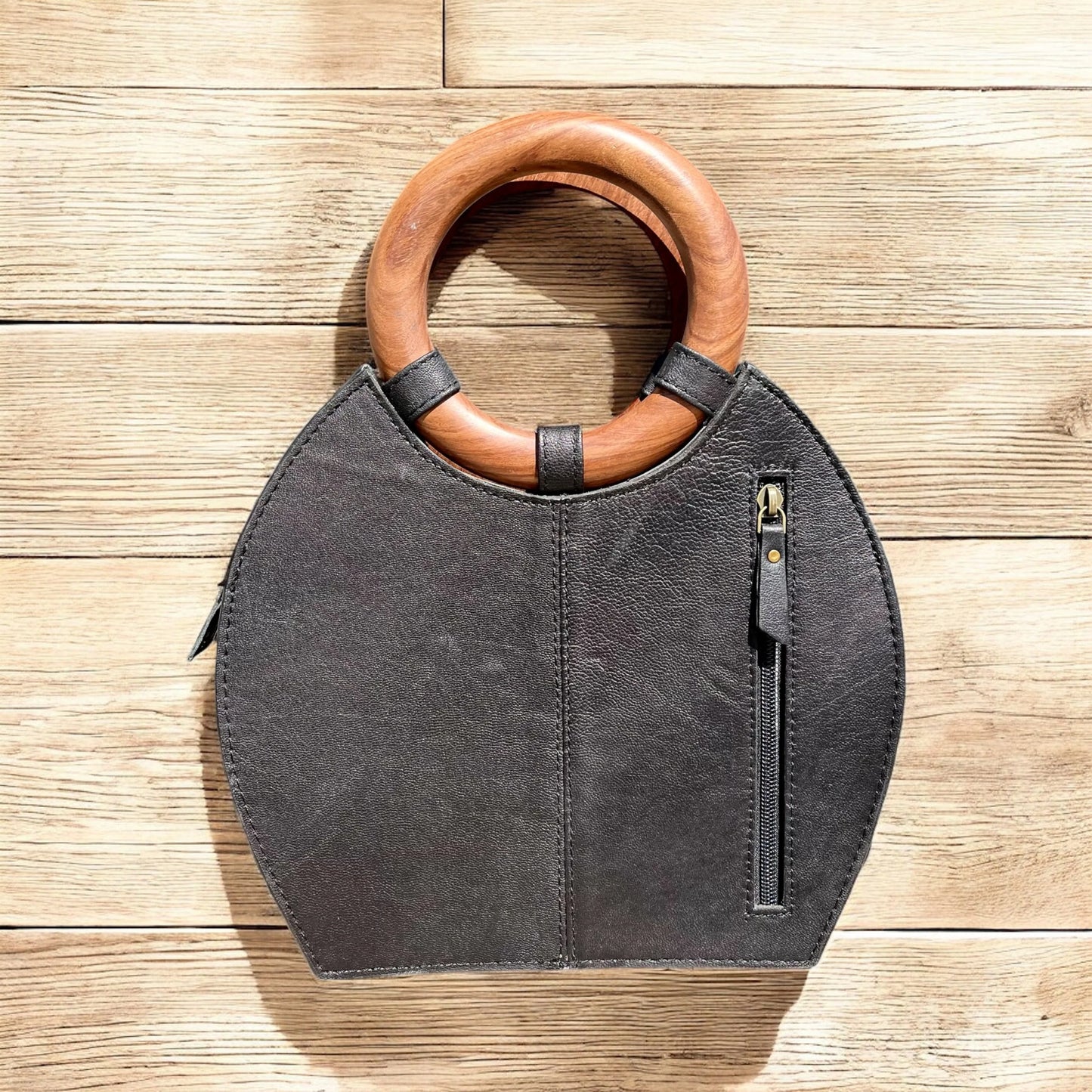 Round Hand Tooled Leather Bag