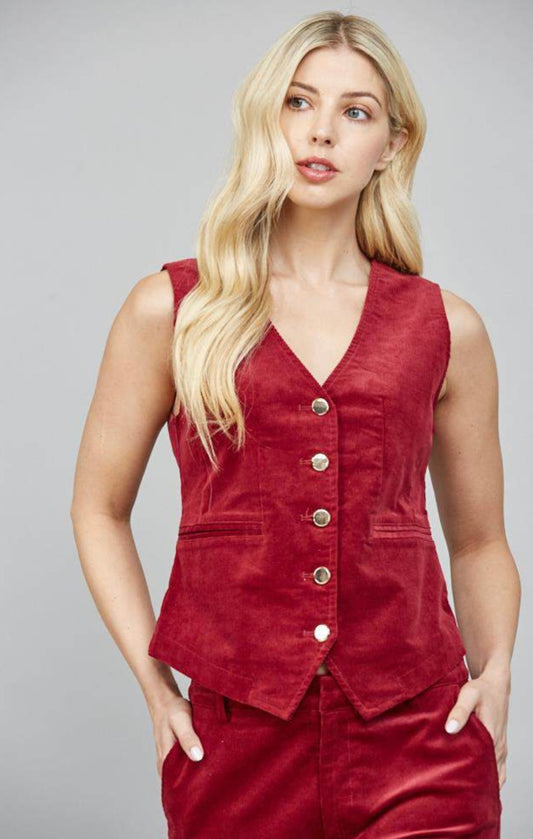 Wine Corduroy Waistcoat