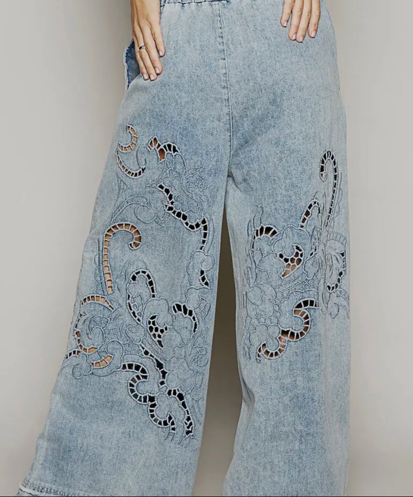 Denim Eyelet Jeans
