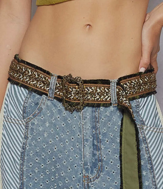 Green Embroidered Belt