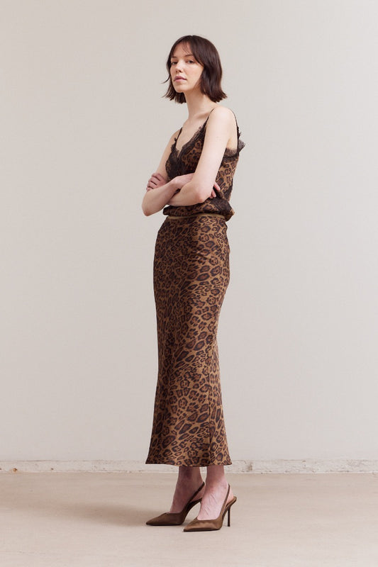 Leopard Print Slip Skirt