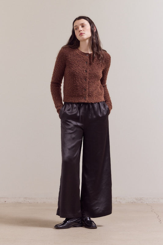 Black Wide Leg Satin Pant