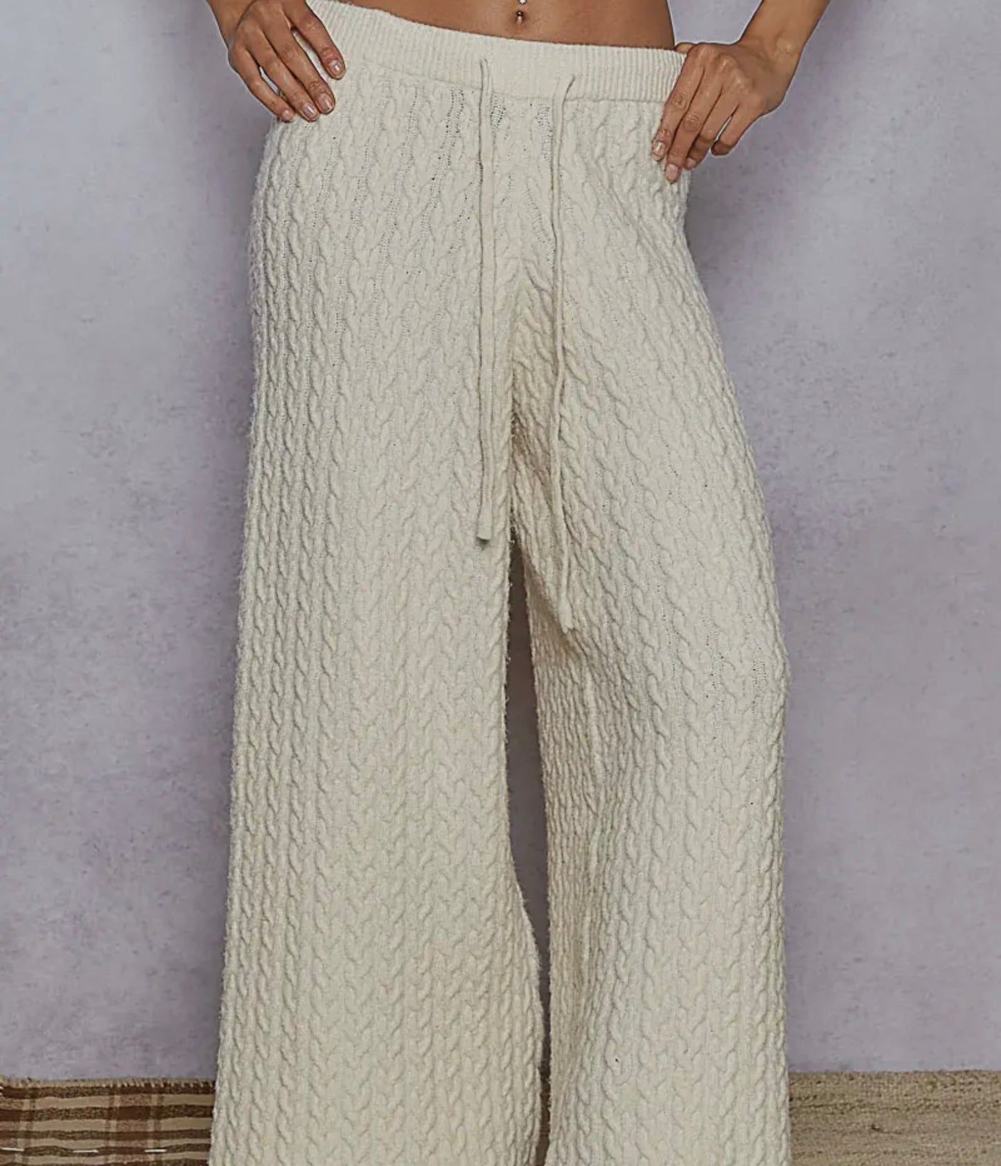Cream Cable Knit Pants