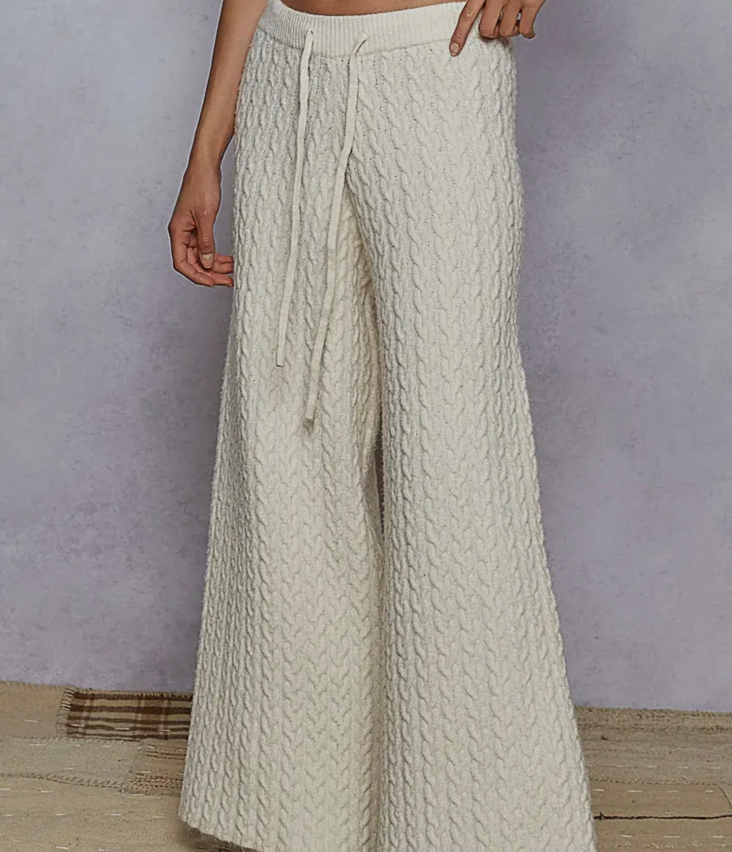 Cream Cable Knit Pants