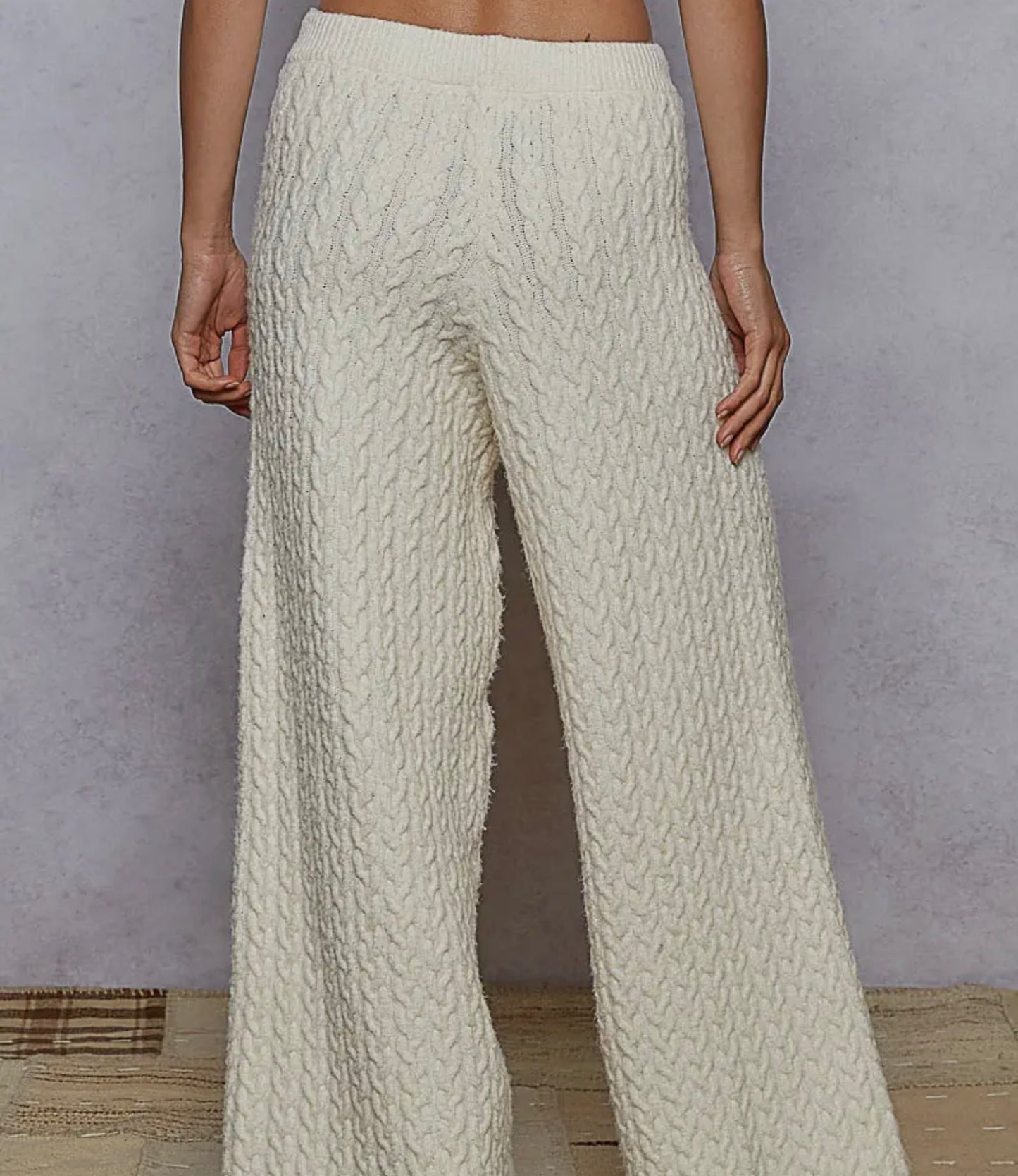 Cream Cable Knit Pants