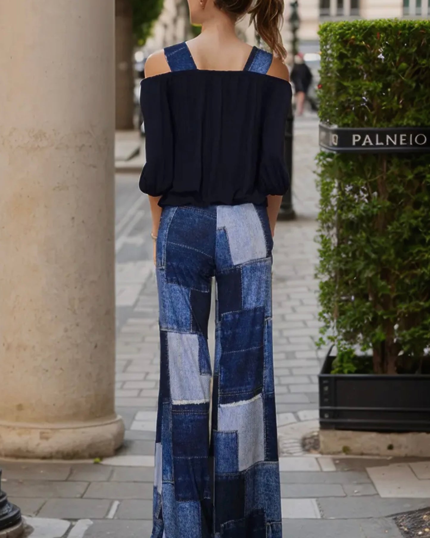 Faux Denim Pull on Pant