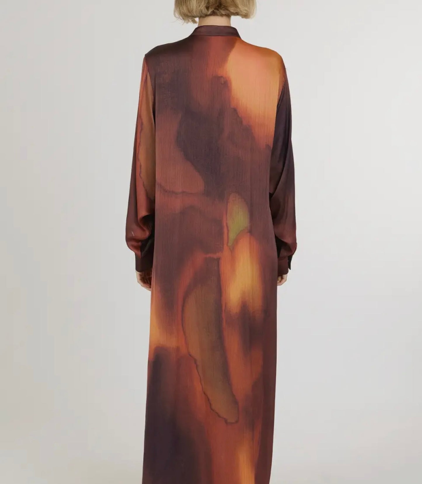 Brown & Orange Tie Dye Print Dress
