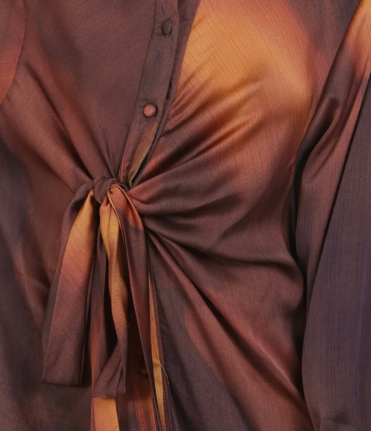 Brown & Orange Tie Dye Print Dress