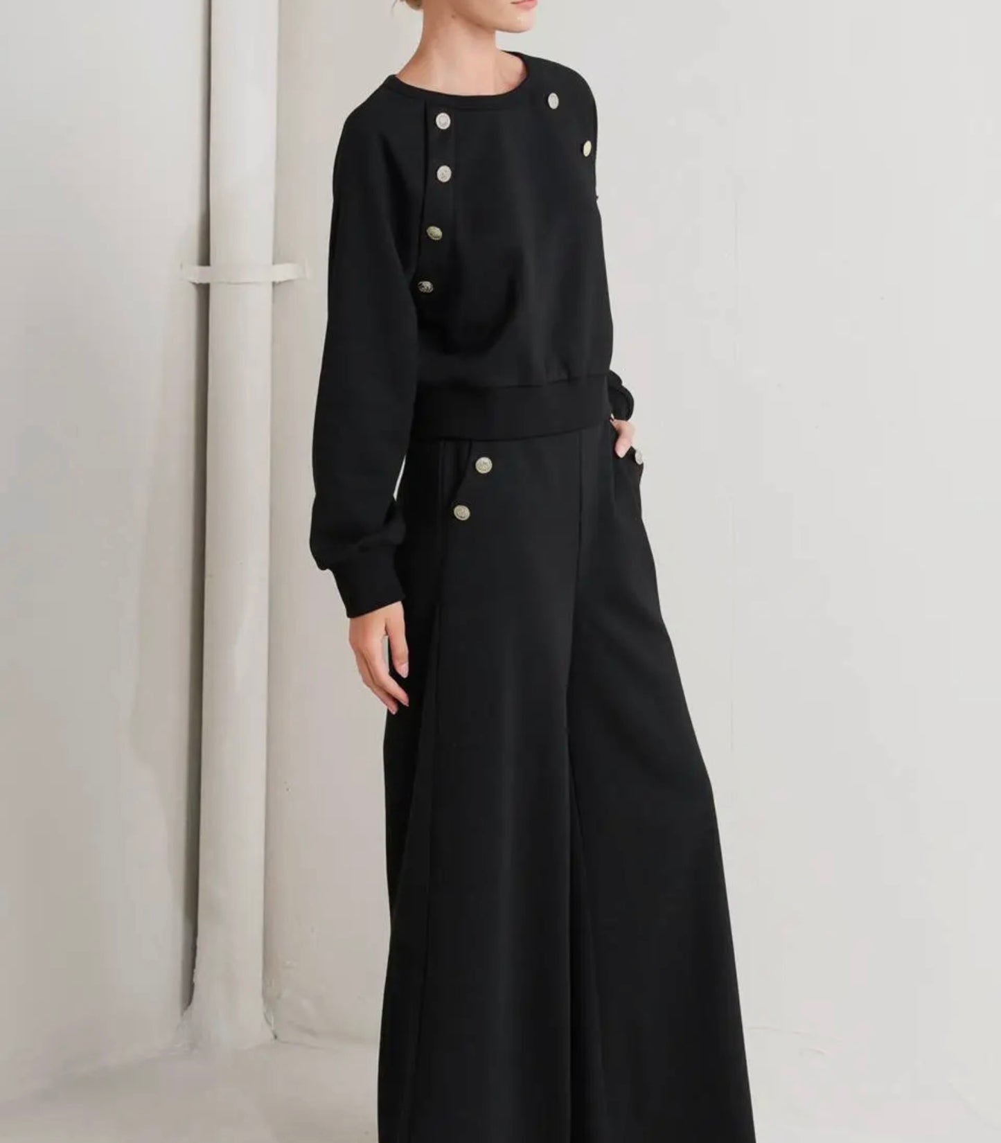 Black Pants with Gold Buttons