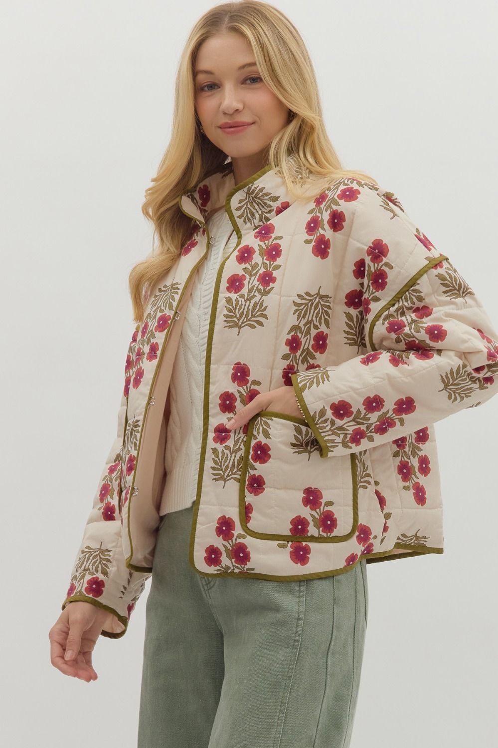 Olive & Red Quilt Jacket