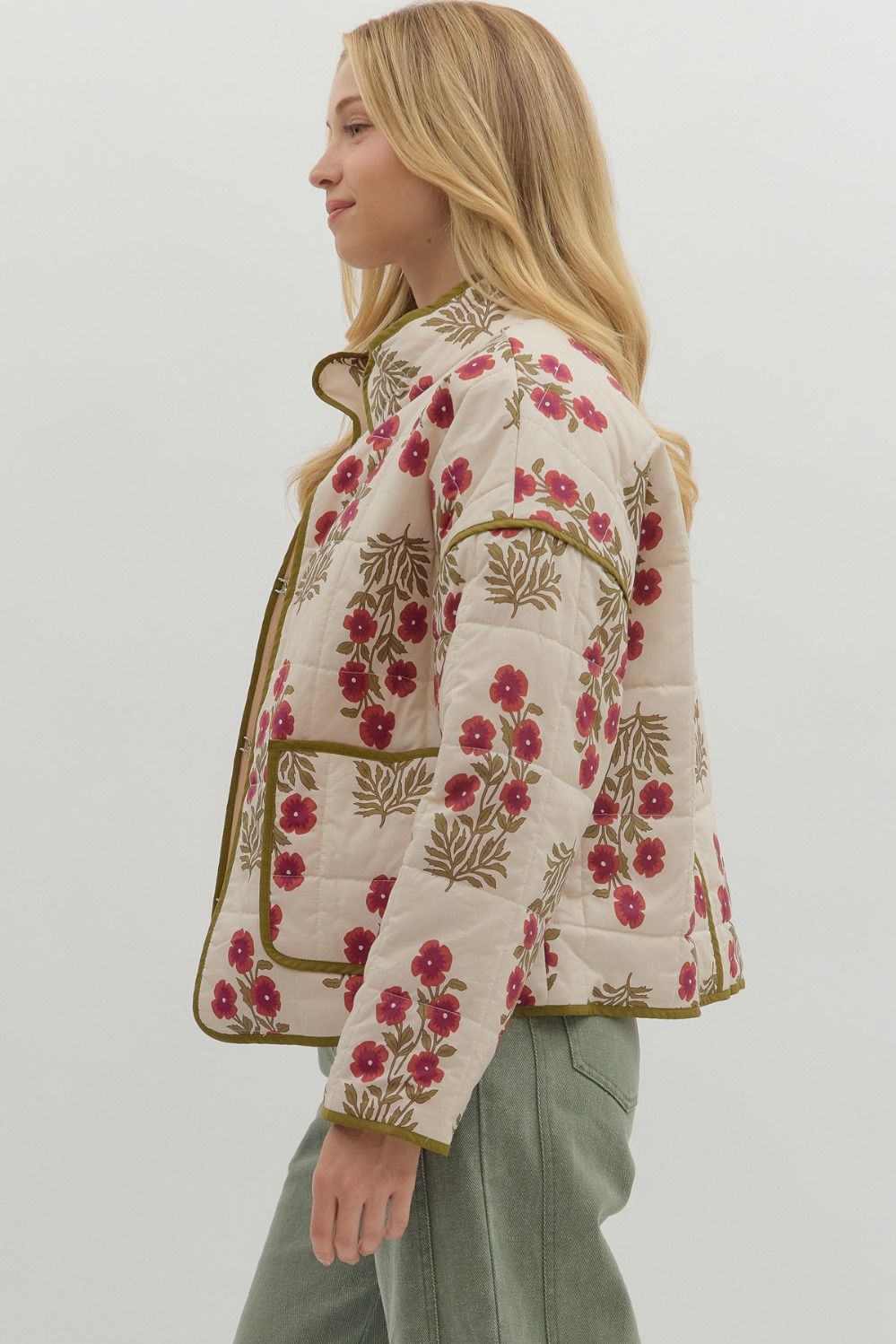 Olive & Red Quilt Jacket