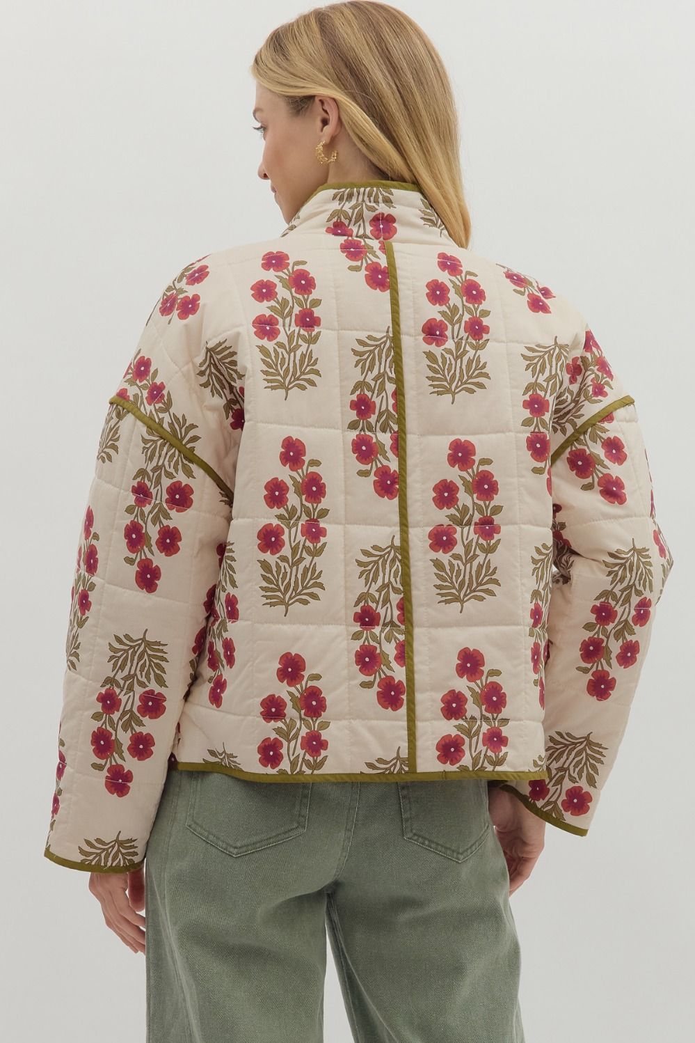 Olive & Red Quilt Jacket