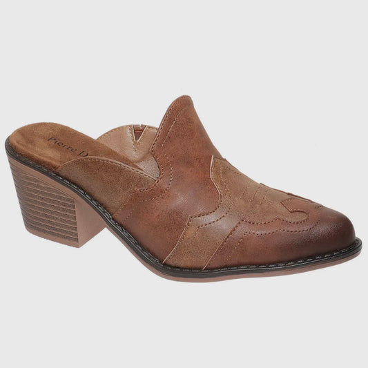 Two Tone Tan Western Mule Boot