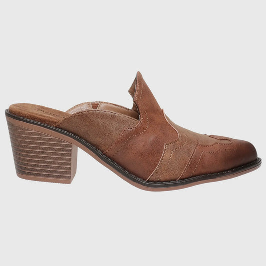 Two Tone Tan Western Mule Boot
