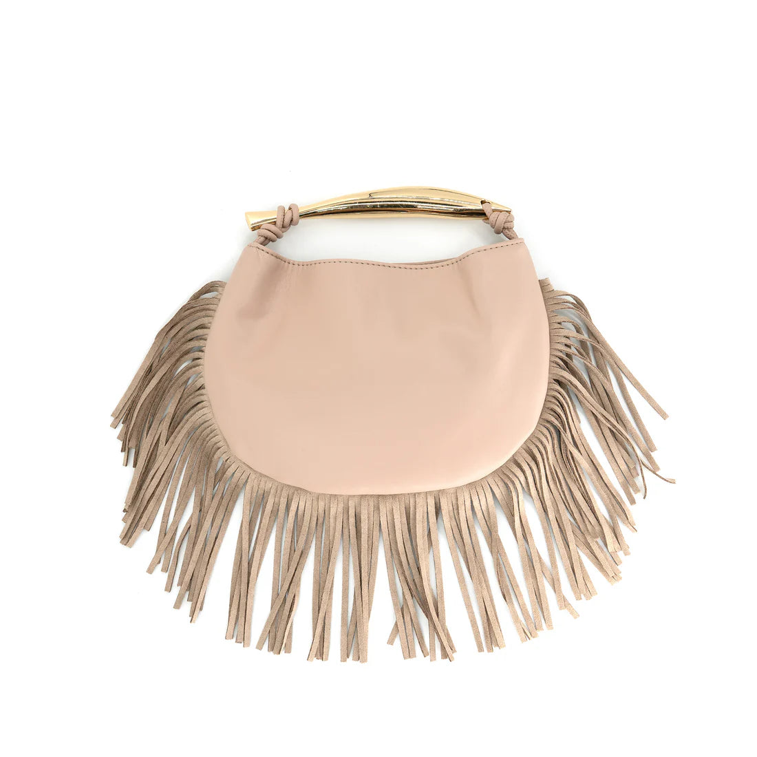 Fringe Bag with Gold Handle