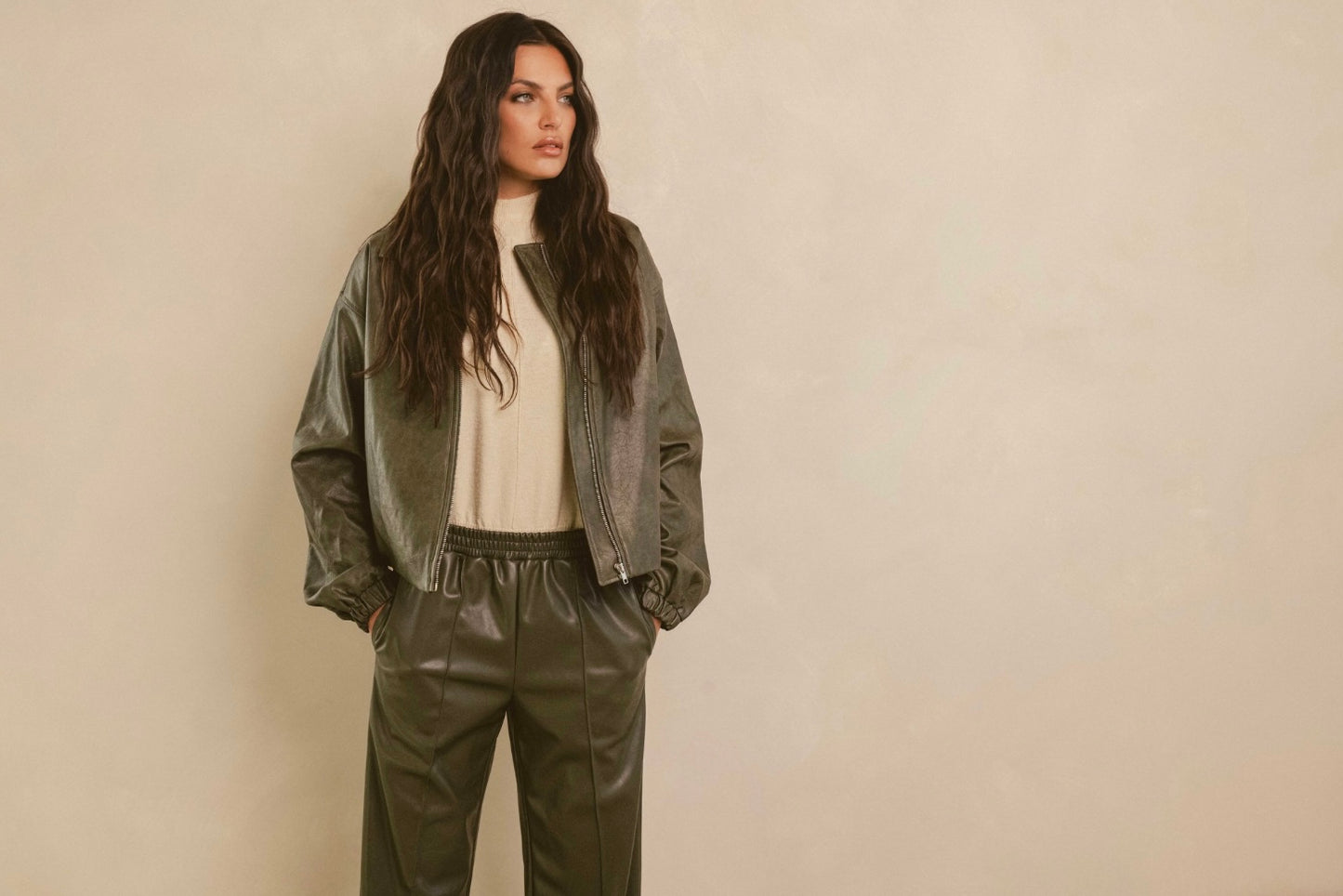 Olive Faux Leather Pants