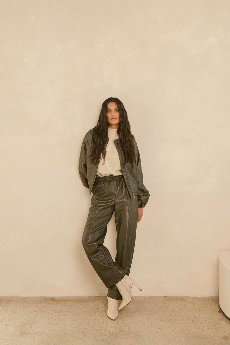 Olive Faux Leather Pants