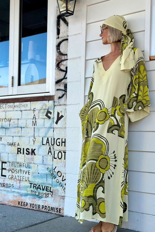 Retro Green Print Tunic Dress