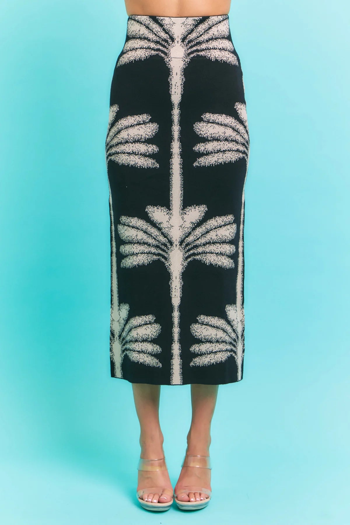 Black Palm 2 Piece Knit Skirt Set