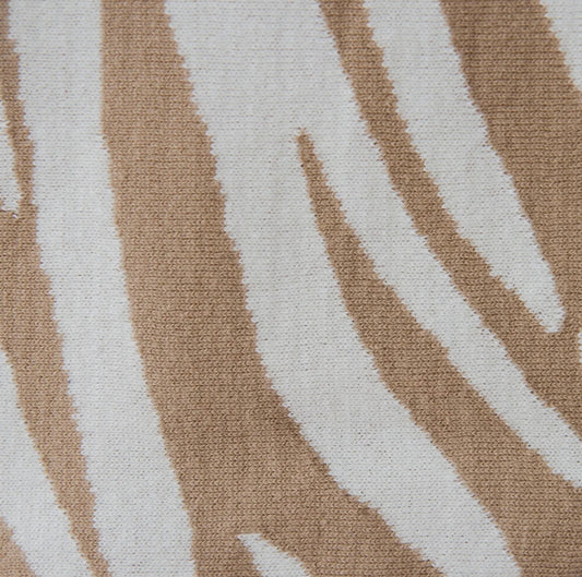 Zebra Cotton Knit Throw - Beige
